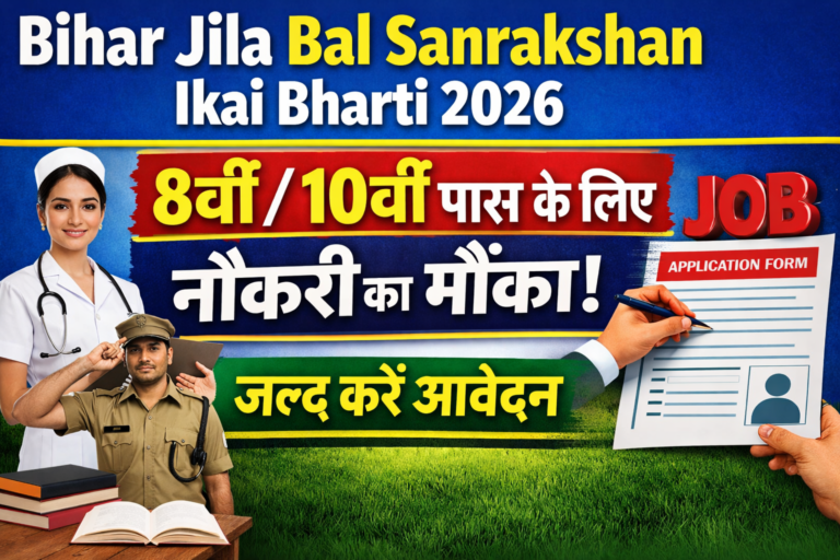 Bihar Jila Bal Sanrakshan Ikai Bharti 2026: 8वीं / 10वीं पास के लिए नौकरी का मौका, जल्द करें आवेदन Bihar Jila Bal Sanrakshan Ikai Bharti 2026