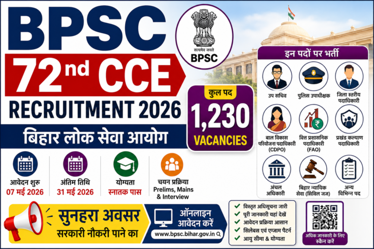 BPSC 72nd CCE Recruitment 2026